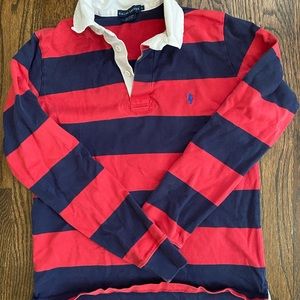 Navy and Red Striped Polo Rugby Shirt